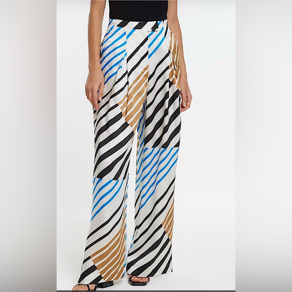 Blue River Island Studio stripe wide leg trousers